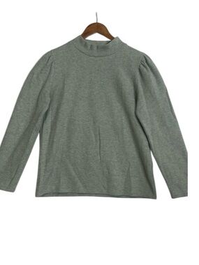 Madewell Sage Knit Top LG Mock Cozy Modern Soft Boxy Minimal Career Classic